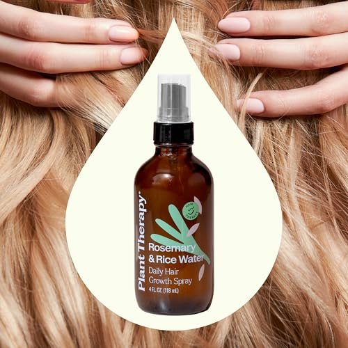 Plant Therapy Rosemary & Rice Water Spray 4 oz – Daily Hair Growth Spray for Natural Hair, Boosts Strength & Elasticity, Adds Volume & Shine Avelisse