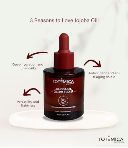 TOTEMICA Organic Jojoba Oil Glow Elixir – Hydrating & Anti-Aging Face Oil with Peptides | Vegan & Non-Comedogenic Facial Oil & Moisturizing Body Oil for Skin & Hair (1.01 Fl Oz) Avelisse