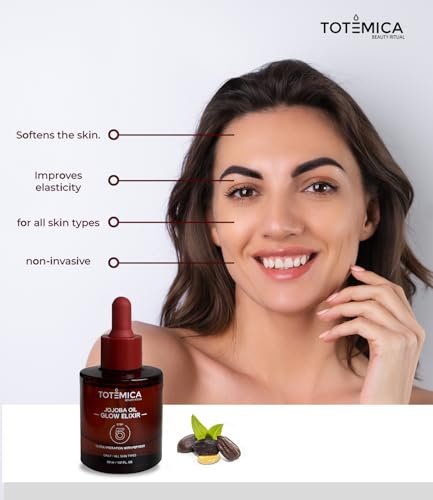 TOTEMICA Organic Jojoba Oil Glow Elixir – Hydrating & Anti-Aging Face Oil with Peptides | Vegan & Non-Comedogenic Facial Oil & Moisturizing Body Oil for Skin & Hair (1.01 Fl Oz) Avelisse