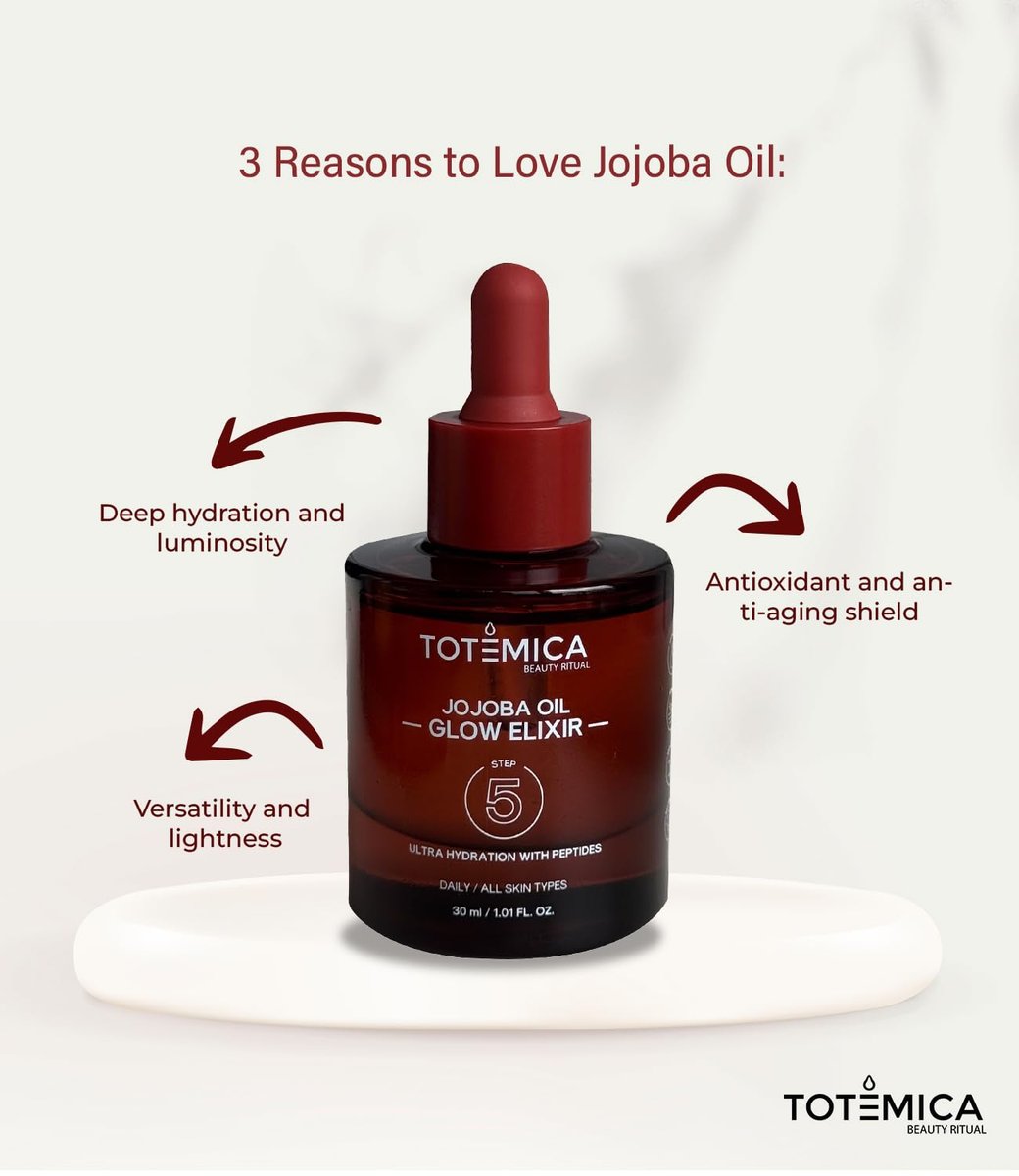 TOTEMICA Organic Jojoba Oil Glow Elixir – Hydrating & Anti-Aging Face Oil with Peptides | Vegan & Non-Comedogenic Facial Oil & Moisturizing Body Oil for Skin & Hair (1.01 Fl Oz) Avelisse