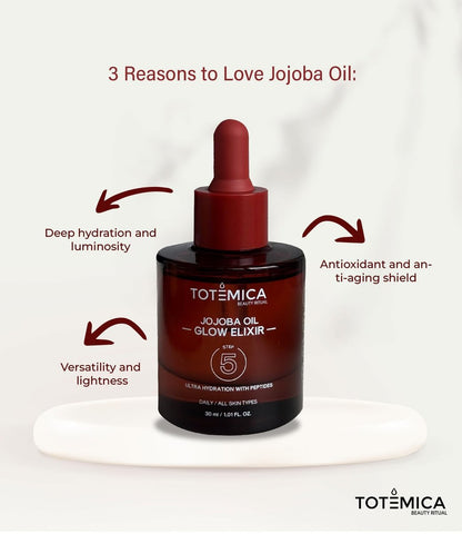 TOTEMICA Organic Jojoba Oil Glow Elixir – Hydrating & Anti-Aging Face Oil with Peptides | Vegan & Non-Comedogenic Facial Oil & Moisturizing Body Oil for Skin & Hair (1.01 Fl Oz) Avelisse