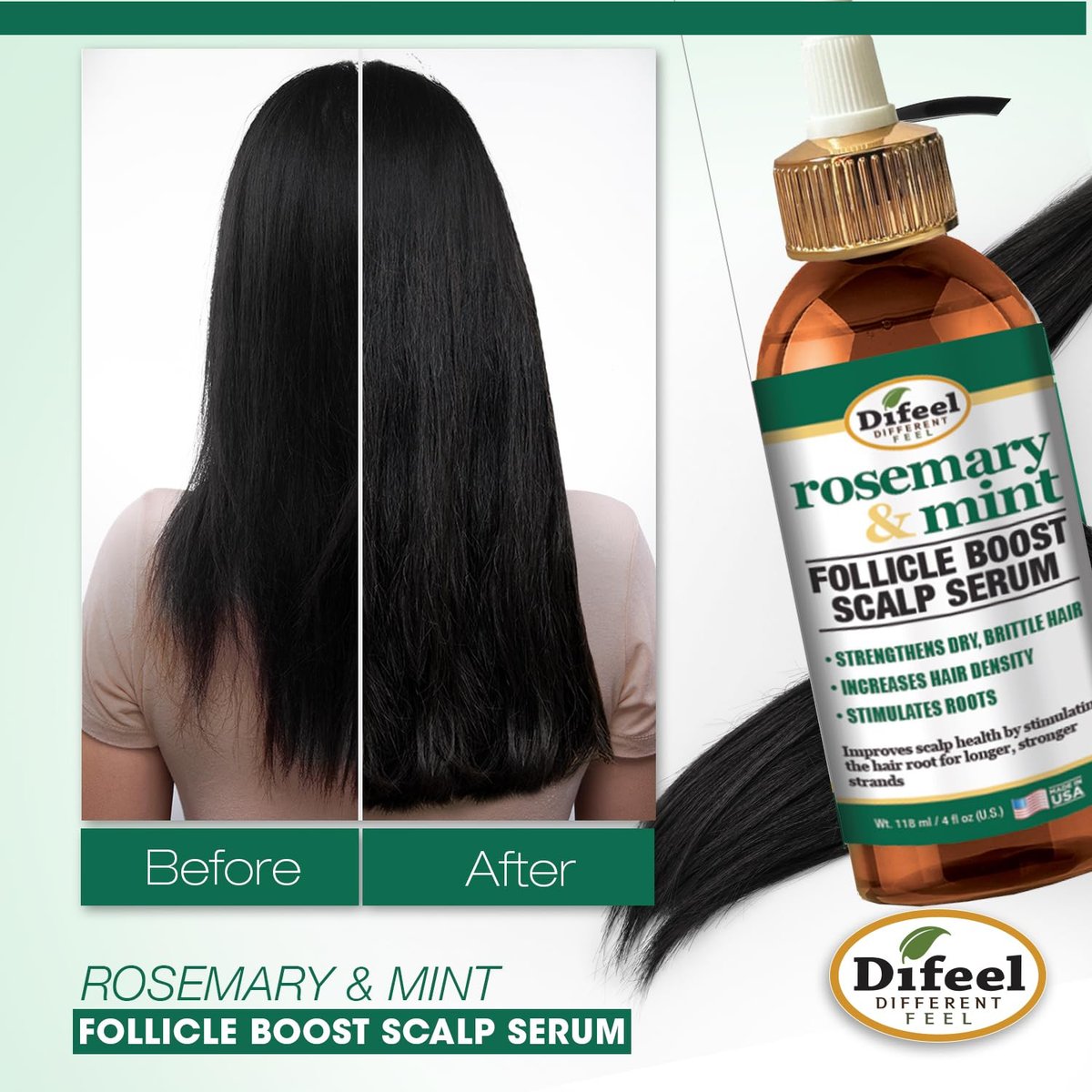 Difeel Rosemary & Mint Follicle Boost Scalp Serum – 4 oz - görsel 9