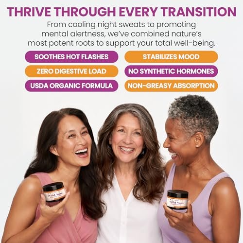 Organic Wild Yam Cream for Women’s Midlife Wellness – Skin Nourishment & Emotional Stability – with Black Cohosh, Vitex, Red Clover, Vitamins & Minerals – 2 fl oz Avelisse