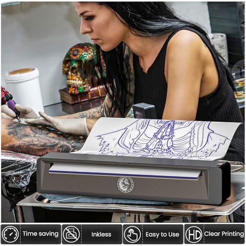 Wormhole Tattoo Stencil Printer Wireless Bluetooth 2,500mAh Battery Portable Tattoo Printer for Artists and Beginners - Dark Gray Avelisse