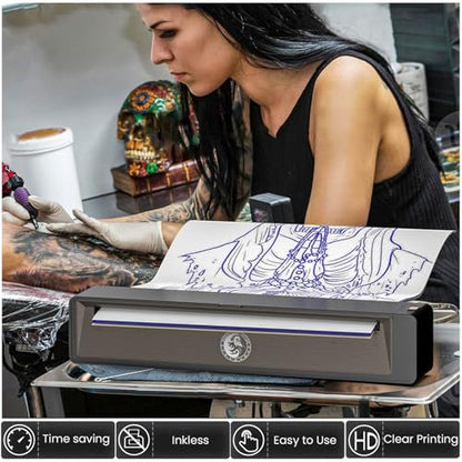 Wormhole Tattoo Stencil Printer Wireless Bluetooth 2,500mAh Battery Portable Tattoo Printer for Artists and Beginners - Dark Gray Avelisse