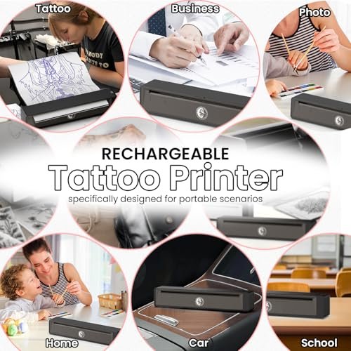 Wormhole Tattoo Stencil Printer Wireless Bluetooth 2,500mAh Battery Portable Tattoo Printer for Artists and Beginners - Dark Gray Avelisse