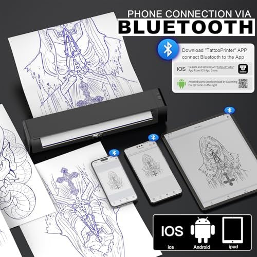Wormhole Tattoo Stencil Printer Wireless Bluetooth 2,500mAh Battery Portable Tattoo Printer for Artists and Beginners - Dark Gray Avelisse