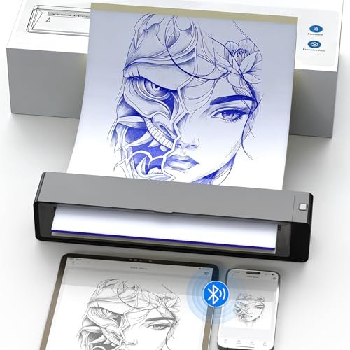 Wormhole Tattoo Stencil Printer Wireless Bluetooth 2,500mAh Battery Portable Tattoo Printer for Artists and Beginners - Dark Gray Avelisse
