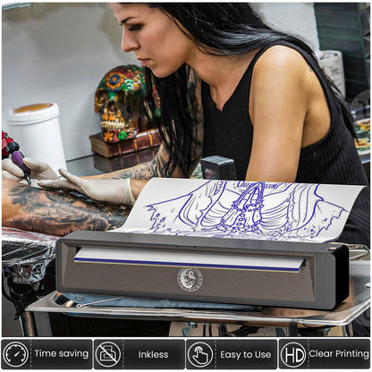 Wormhole Tattoo Stencil Printer Wireless Bluetooth 2,500mAh Battery Portable Tattoo Printer for Artists and Beginners - Dark Gray Avelisse