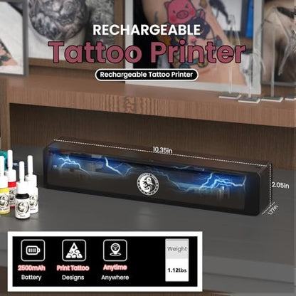 Wormhole Tattoo Stencil Printer Wireless Bluetooth 2,500mAh Battery Portable Tattoo Printer for Artists and Beginners - Dark Gray Avelisse