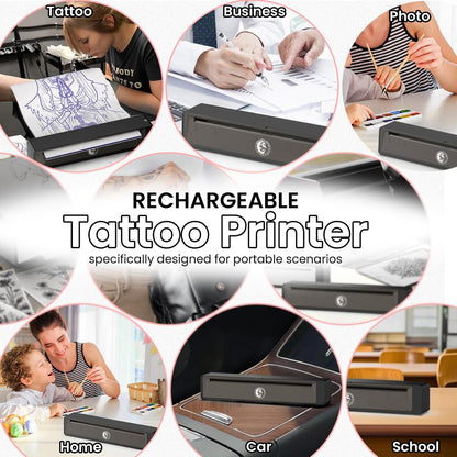 Wormhole Tattoo Stencil Printer Wireless Bluetooth 2,500mAh Battery Portable Tattoo Printer for Artists and Beginners - Dark Gray Avelisse