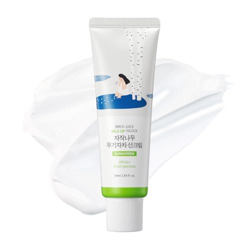 ROUND LAB Birch Juice Mild-up Sunscreen UV LOCK SPF 50+ PA++++ - Mineral Zinc Oxide Sunscreen for Sensitive Skin, Oil Control, 1.69 Fl Oz - görsel 1
