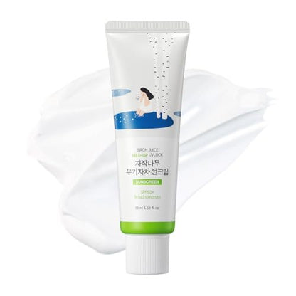 ROUND LAB Birch Juice Mild-up Sunscreen UV LOCK SPF 50+ PA++++ - Mineral Zinc Oxide Sunscreen for Sensitive Skin, Oil Control, 1.69 Fl Oz