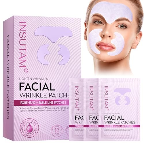 Insutam Forehead Wrinkle Patches for Anti-Wrinkles: Overnight Face Patches to Lift Smile Lines (PINK) Avelisse