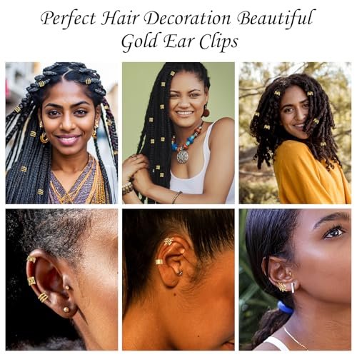Tyqour 50Pcs Gold Hair Jewelry Set - Braids Accessories with 2 Strings, Adjustable Rings, Cuffs, Charms, Beads Decorations for Men & Women - görsel 3