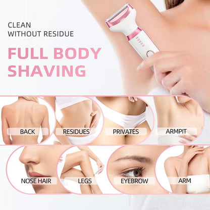 Ourcec Electric Razor Shavers for Women – 5 in 1 Wet/Dry Bikini Trimmer & Face Razor for Painless Hair Removal on Face, Nose, Eyebrows, Arms, Armpits, Legs, Pubic Area (Pink) Avelisse
