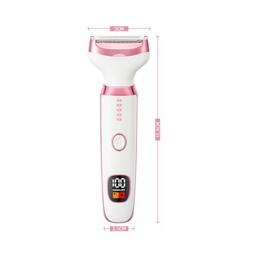 Ourcec Electric Razor Shavers for Women – 5 in 1 Wet/Dry Bikini Trimmer & Face Razor for Painless Hair Removal on Face, Nose, Eyebrows, Arms, Armpits, Legs, Pubic Area (Pink) Avelisse