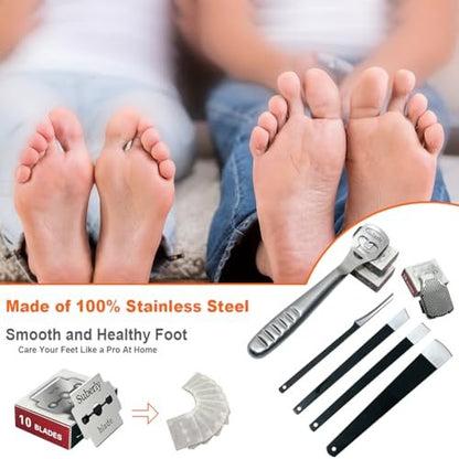 36 Pcs Callus Shaver for Feet Set – Professional Stainless Steel Callus Remover for Wet & Dry Feet with 30 Replacement Blades