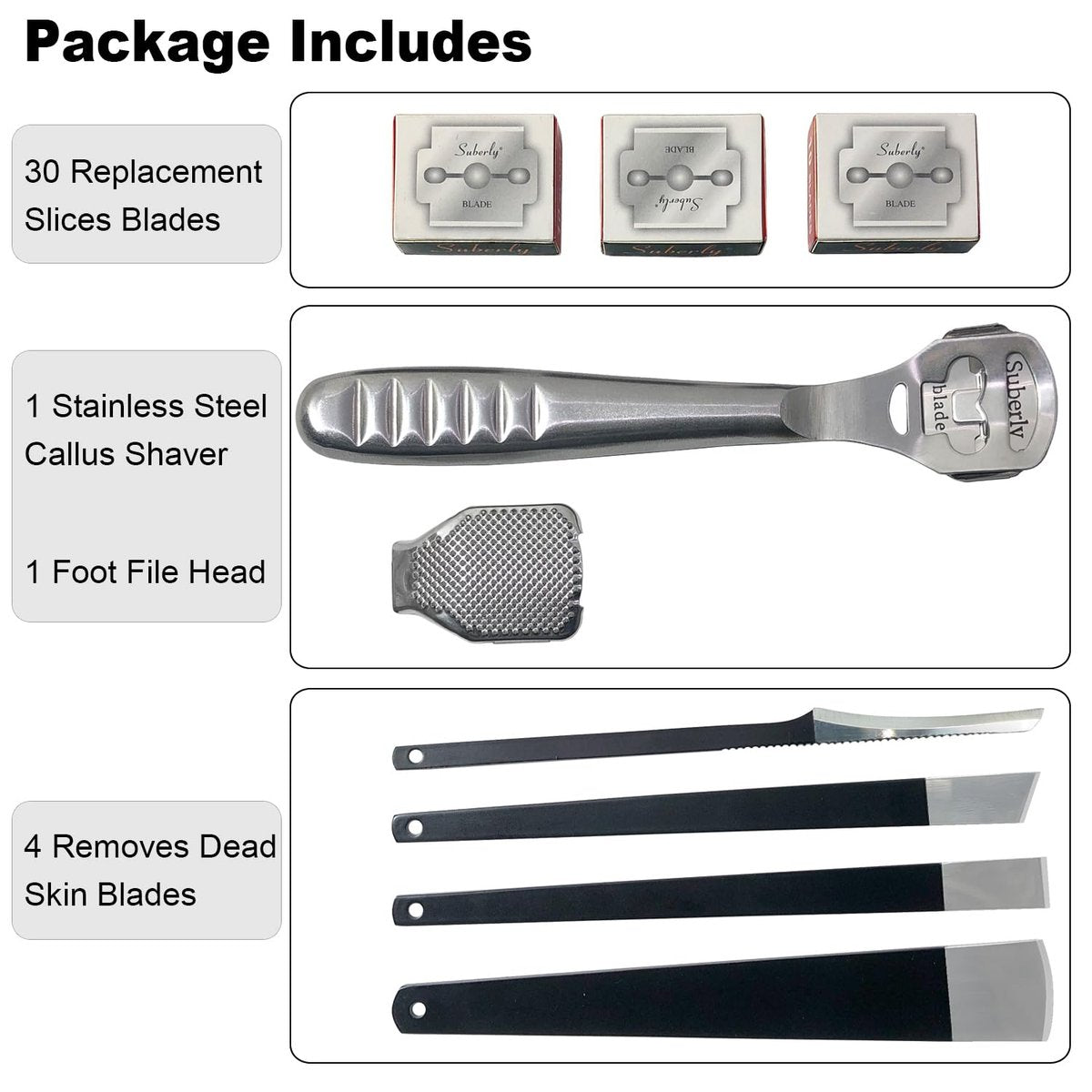 36 Pcs Callus Shaver for Feet Set – Professional Stainless Steel Callus Remover for Wet & Dry Feet with 30 Replacement Blades - görsel 3