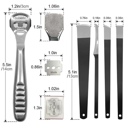36 Pcs Callus Shaver for Feet Set – Professional Stainless Steel Callus Remover for Wet & Dry Feet with 30 Replacement Blades
