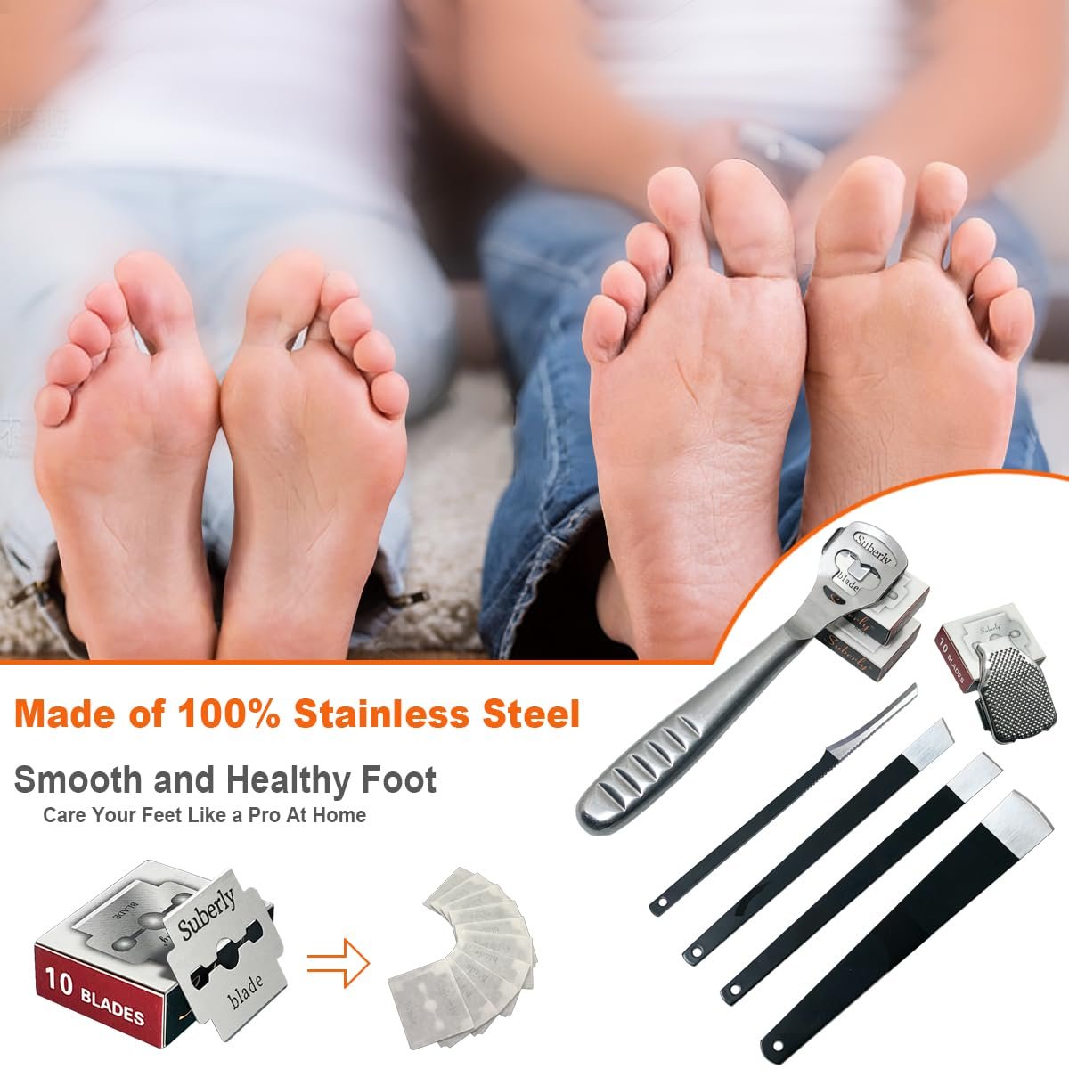 36 Pcs Callus Shaver for Feet Set – Professional Stainless Steel Callus Remover for Wet & Dry Feet with 30 Replacement Blades - görsel 11