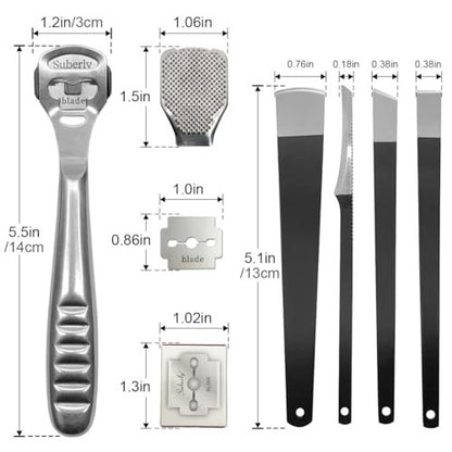 36 Pcs Callus Shaver for Feet Set – Professional Stainless Steel Callus Remover for Wet & Dry Feet with 30 Replacement Blades