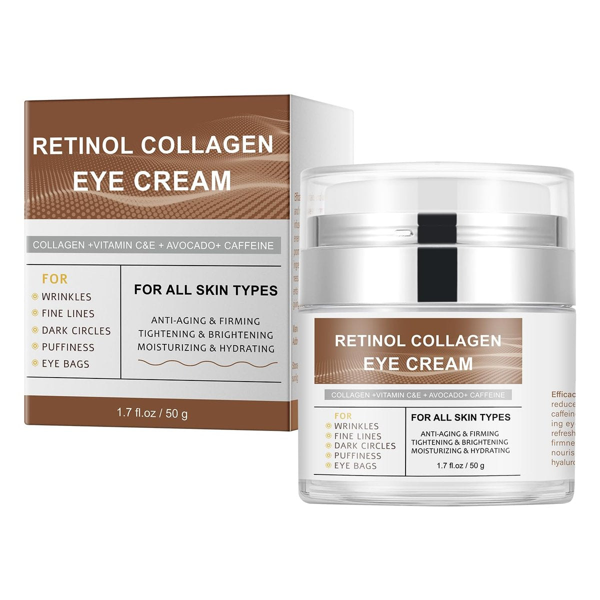 IREV Eye Cream with Retinol, Collagen, Avocado, Caffeine & Vitamin C – Anti-Aging & Hydrating Moisturizer for Dark Circles & Puffiness (1.7 Fl Oz) - görsel 17