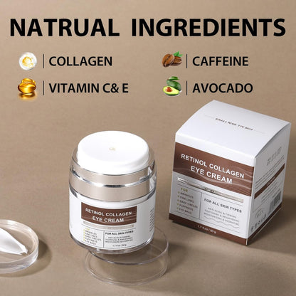 IREV Eye Cream with Retinol, Collagen, Avocado, Caffeine & Vitamin C – Anti-Aging & Hydrating Moisturizer for Dark Circles & Puffiness (1.7 Fl Oz)