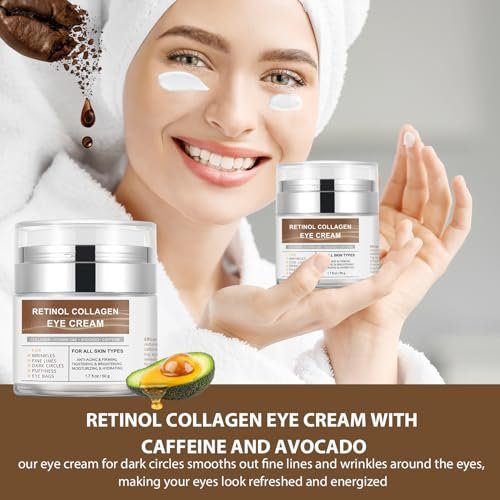 IREV Eye Cream with Retinol, Collagen, Avocado, Caffeine & Vitamin C – Anti-Aging & Hydrating Moisturizer for Dark Circles & Puffiness (1.7 Fl Oz) - görsel 8