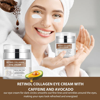 IREV Eye Cream with Retinol, Collagen, Avocado, Caffeine & Vitamin C – Anti-Aging & Hydrating Moisturizer for Dark Circles & Puffiness (1.7 Fl Oz)