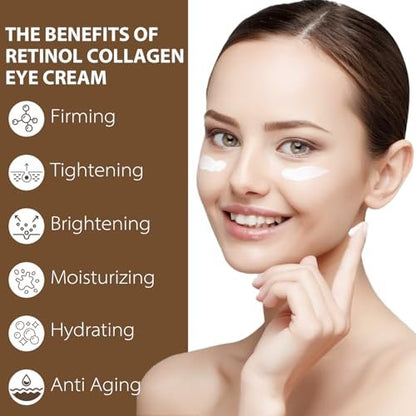 IREV Eye Cream with Retinol, Collagen, Avocado, Caffeine & Vitamin C – Anti-Aging & Hydrating Moisturizer for Dark Circles & Puffiness (1.7 Fl Oz)