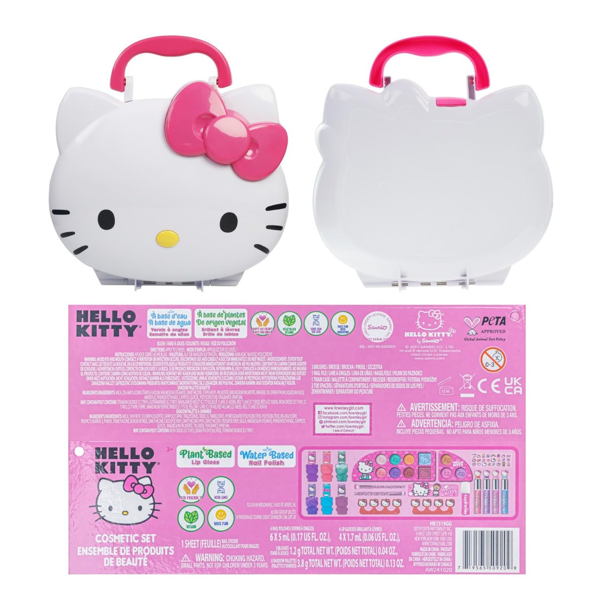Hello Kitty Face Light-Up Makeup Vanity Set for Girls – Nail, Eye & Lip Accessories, Ages 3+ Avelisse