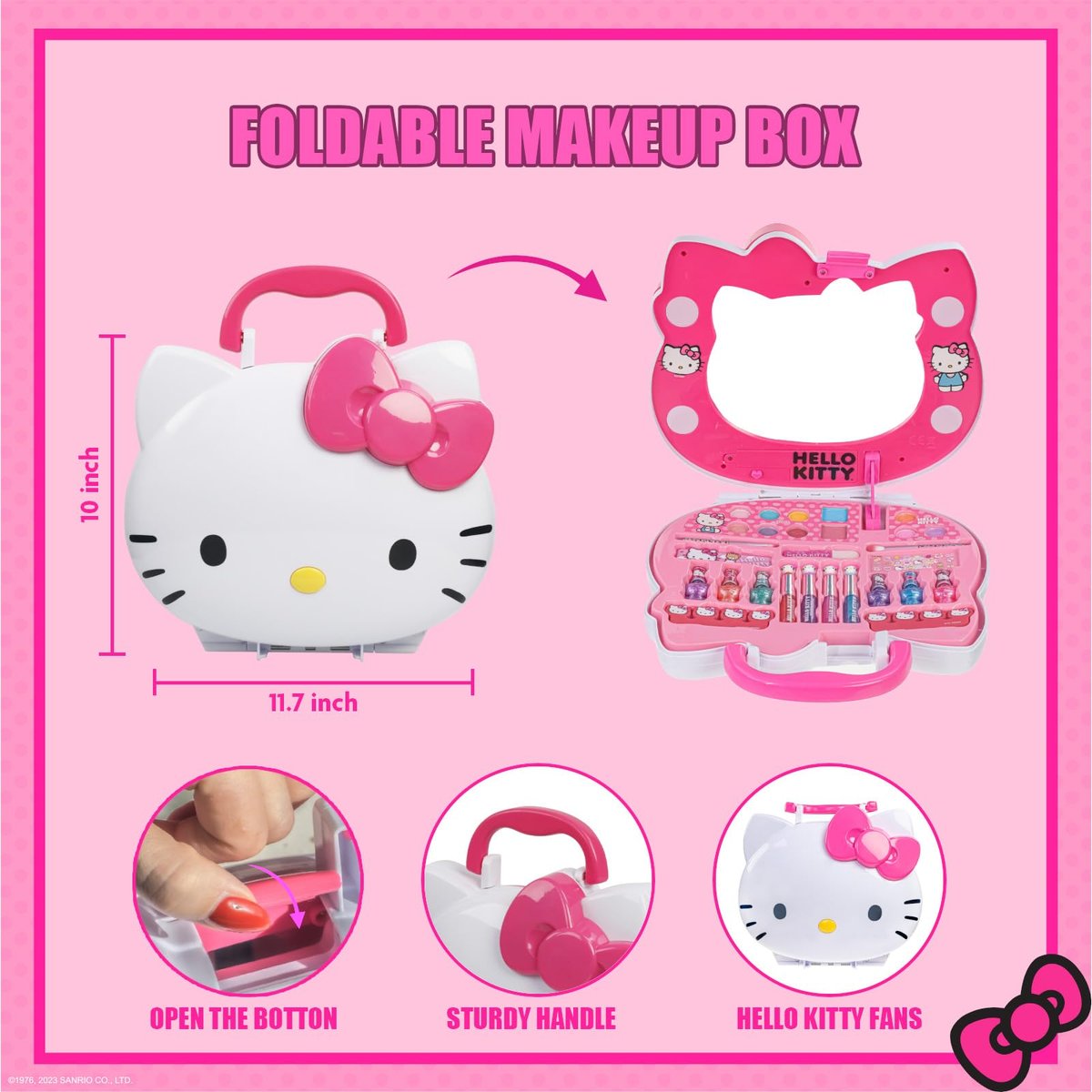 Hello Kitty Face Light-Up Makeup Vanity Set for Girls – Nail, Eye & Lip Accessories, Ages 3+ Avelisse