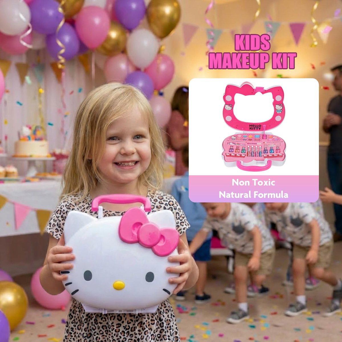 Hello Kitty Face Light-Up Makeup Vanity Set for Girls – Nail, Eye & Lip Accessories, Ages 3+ Avelisse