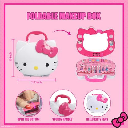 Hello Kitty Face Light-Up Makeup Vanity Set for Girls – Nail, Eye & Lip Accessories, Ages 3+ Avelisse