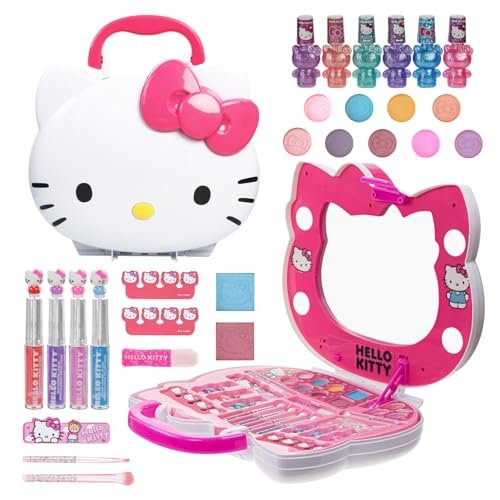 Hello Kitty Face Light-Up Makeup Vanity Set for Girls – Nail, Eye & Lip Accessories, Ages 3+ Avelisse