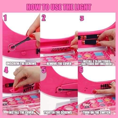 Hello Kitty Face Light-Up Makeup Vanity Set for Girls – Nail, Eye & Lip Accessories, Ages 3+ Avelisse