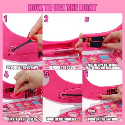 Hello Kitty Face Light-Up Makeup Vanity Set for Girls – Nail, Eye & Lip Accessories, Ages 3+ Avelisse