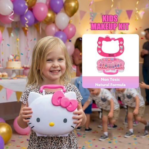Hello Kitty Face Light-Up Makeup Vanity Set for Girls – Nail, Eye & Lip Accessories, Ages 3+ Avelisse
