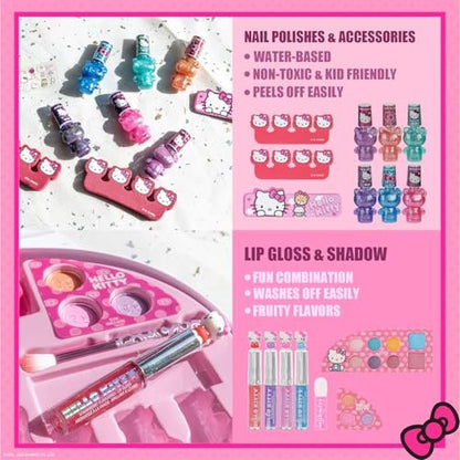 Hello Kitty Face Light-Up Makeup Vanity Set for Girls – Nail, Eye & Lip Accessories, Ages 3+ Avelisse