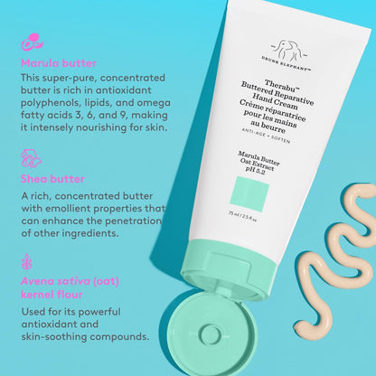 Drunk Elephant Therabu Buttered Reparative Hand Cream - 75 ml | Clean Clinical Skincare, Cruelty-Free, Dermatologist-Tested, Fragrance-Free Avelisse