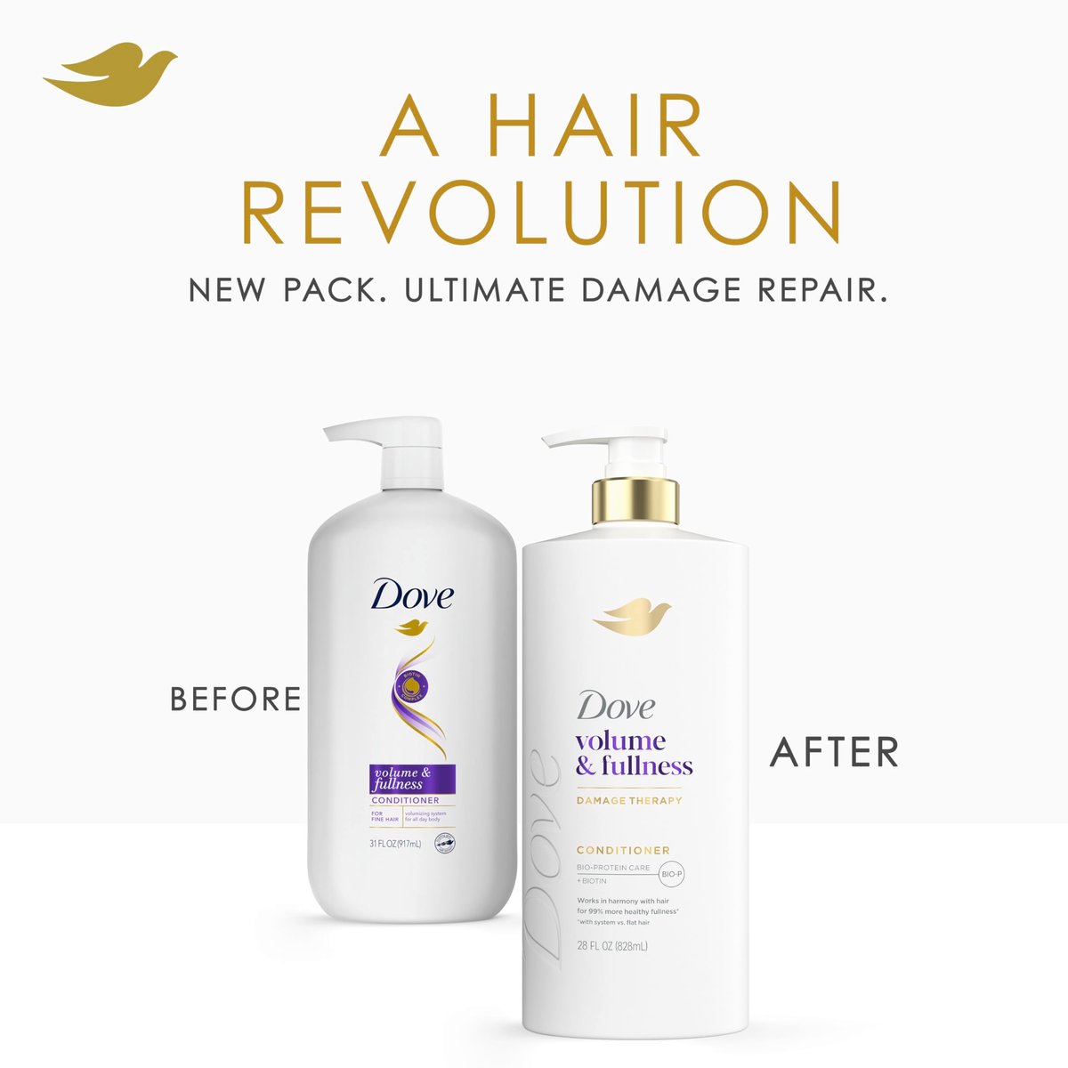 Dove Volume & Fullness Conditioner for Fine, Thin Hair with Biotin & Bio-Protein Care Technology, 28 Fl Oz - görsel 5