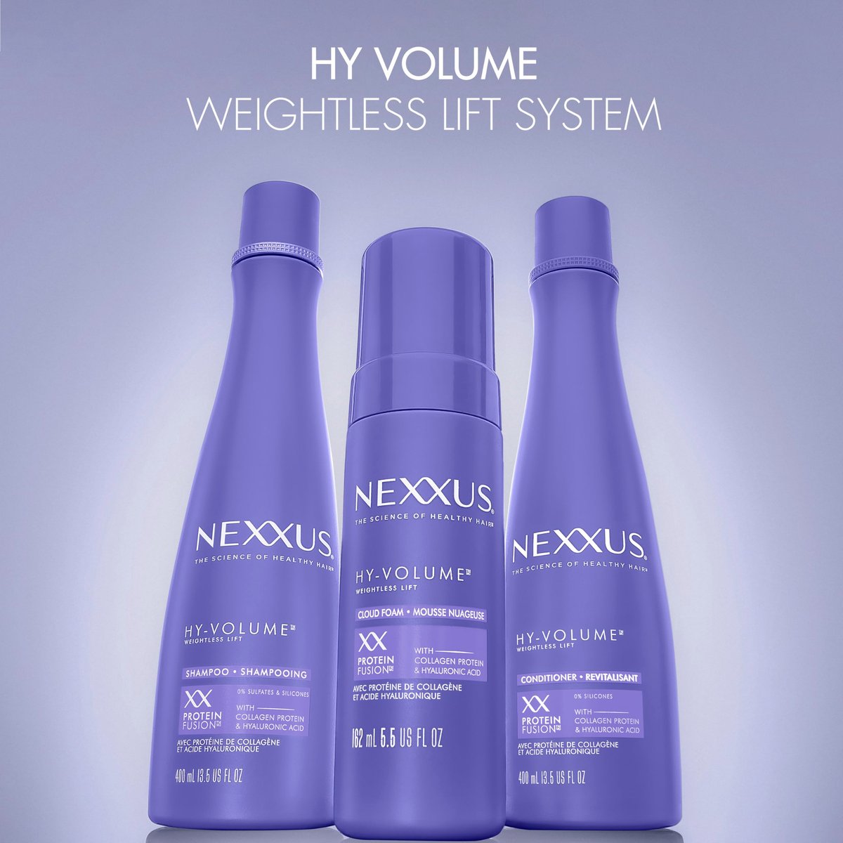 Nexxus Hy-Volume Cloud Foam Hair Foam for Lift and Volume, Flat & Limp Hair, Styling Foam with Hyaluronic Acid, 5.5 fl oz Avelisse