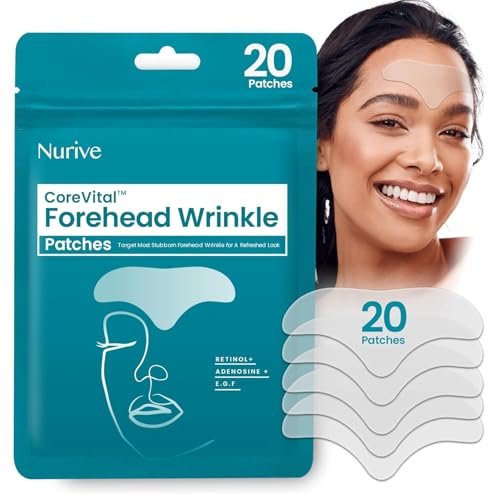 NURIVE Advanced Wrinkle Patches 20ct - Large (Forehead) | Invisible Overnight Wrinkle Tape with Retinol & Collagen for Smile Lines & Frown Lines Avelisse