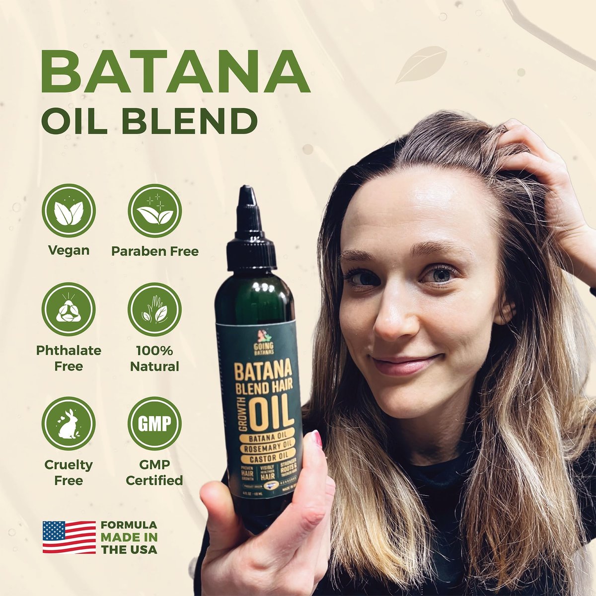 Going Batanas Premium Batana Oil for Hair Growth Blend - 100% Natural Batana from Honduras, Castor & Rosemary Oil - Natural Hair Products for Women & Men (4 Fl Oz) Avelisse