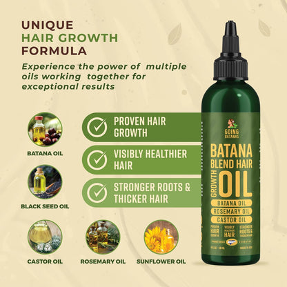 Going Batanas Premium Batana Oil for Hair Growth Blend - 100% Natural Batana from Honduras, Castor & Rosemary Oil - Natural Hair Products for Women & Men (4 Fl Oz) Avelisse