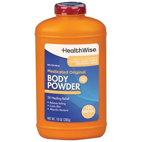 HealthWise Medicated Body Powder | .15% Menthol | Talc Free | Anti-Itch Healing Relief | Cools Skin | Absorbs Moisture | 10 oz (283g) - görsel 2