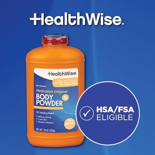 HealthWise Medicated Body Powder | .15% Menthol | Talc Free | Anti-Itch Healing Relief | Cools Skin | Absorbs Moisture | 10 oz (283g) - görsel 14