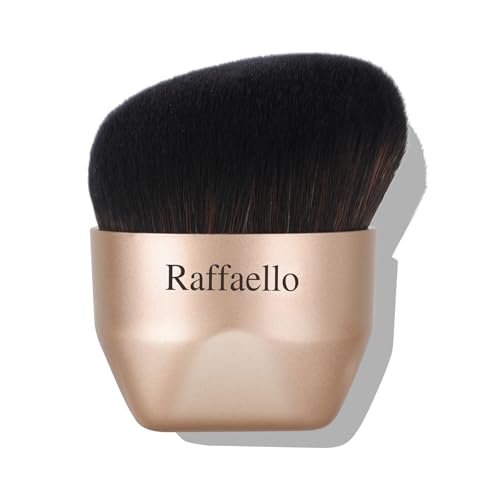 Raffaello Angled Kabuki Foundation Brush – Fast, Flawless Foundation with Dense Soft Bristles for Streak-Free Liquid, Cream & Powder – Ergonomic Handle for Effortless Blending & Buffing (Champagne Gold) - görsel 2