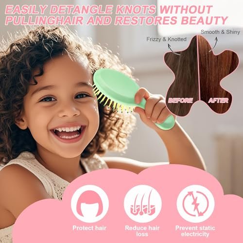 HOFASON 6-Pack Mini Wet Hair Brush – Bulk Stocking Stuffers for Women, Teens, Girls | Travel & Party Favors - görsel 8